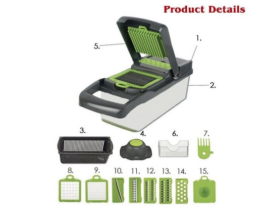 JDKitchen™ Professional 15-in-1 Multifunctional Vegetable Chopper