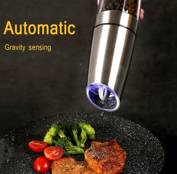 The JD Kitchen - Premium Electric Gravity Salt & Pepper Grinder Set
